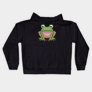 Big Green Cute Frog Cartoon Kids Hoodie